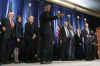 Barack Obama holds his first press conference as President-elect Obama on November 7, 2008 at the Chicago Hilton.