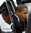 Barack Obama arrives at Chicago airport for flight to Philadelphia on December 2, 2008.