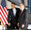 Barack Obama with Vermont Governor Jim Douglas at a bipartisan meeting with US Governors at Congress Hall in Philadelphia on December 2, 2008.