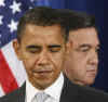 President-elect Barack Obama names New Mexico Governor Bill Richardson as Secretary of Commerce nominee at Chicago press conference on December 3, 2008.