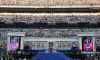 The huge crowd gathers at Mile High Stadium at the Democratic National Convention in Denver Colorado on August 28, 2008.