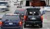 Barack Obama's motorcade stops at a Chicago intersection on the way to Obama's transition offices on November 12, 2008.