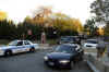 Heavy security on the street near Barack Obama's Chicago home in the Hyde Park district on November 6, 2008.