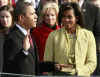 Michelle Obama holds Lincoln Bible from 1861 Inauguration for swearing-in ceremony of President Barack Obama.