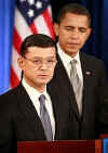 Barack Obama nominates retired General Eric K. Shinseki as Veterans Affairs Secretary at a Chicago press conference on December 7, 2008