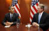 Former Vice President Al Gore meets with President-elect Barack Obama and Vice president-elect Joseph Biden at the Obama transition offices in Chicago on December 9, 2008.