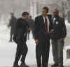 Barack Obama arrives at the University of Chicago Laboratory Schools to attend a school party for his two daughter's last day at school.