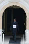 Army Staff Sgt. Derrick Brookson at the West Front of the Capitol Building is used as a stand-in for Barack Obama in a full dress rehearsal of the 56th inauguration.