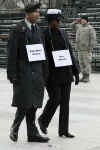 Military personnel are used as stand-ins for Barack and Michelle Obama in a full dress rehearsal of the 56th inauguration.