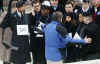 Military personnel are used as stand-ins for Barack Obama and the Obama family in a full dress rehearsal of the 56th inauguration.