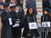 Military personnel are used as stand-ins for Barack Obama and the Obama family in a full dress rehearsal of the 56th inauguration.