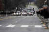 US military personnel line the street of the Inaugural Parade route in Washington.