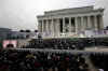 The Official Opening Inaugural Celebration at the Lincoln Memorial on January 18, 2009. Barack and Michelle Obama and Joe and Jill Biden attend an inaugural ceremony and concert at the Lincoln Memorial. Biden and Obama delivered short speeches at the Lincoln Memorial. Obama said Lincoln  is "the man who made this possible." Thousands attend Barack Obama's speech and the star-filled concert.