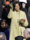 Michelle Obama arrives for ceremonies with Lincoln's 1861 bible. Barack Obama arrives for swearing-in ceremony.