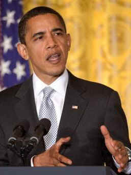 President Barack Obama speaks to the Business Council comprising of the leaders of US corporations to outline President Obama's economic plan set at $787 billion. Obama spoke in the East Room of the White House on February 13, 2009.