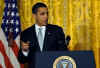 President Barack Obama speaks to the Business Council comprising of the leaders of US corporations to outline President Obama's economic plan set at $787 billion. Obama spoke in the East Room of the White House on February 13, 2009.