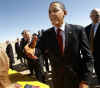 President Obama is greeted by supporters at Buckley Air Force Base near Denver.