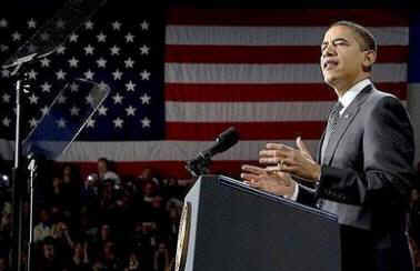 President Barack Obama speaks on his plans to assist struggling homeowners who are facing foreclosure. President Obama spoke at the Dobson High school in Mesa, Arizona on February 18, 2009. Photo of front page of speech (center left photo).