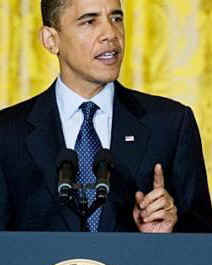 President Barack Obama speaks to US Senators and other government officials at the Fiscal Responsibility Summit in the East Room of the White House.