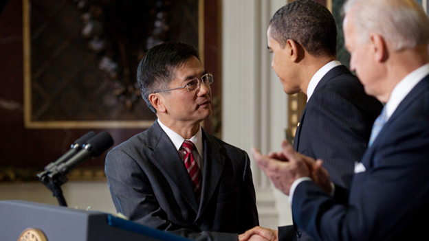 President Obama nominates former Washington Governor Gary Locke as Commerce Secretary after two other nominees decided to opt out of the their nomination. Obama and Biden made the announcement in the Eisenhower Executive Building.