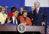 President Obama and Senator Kennedy at the SEED Public Charter School to sign the Edward M. Kennedy Serve America Act.