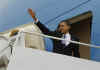 President Obama boards Air Force One.