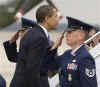 President Obama boards Air Force One.