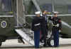 President Obama departs Marine One for Air Force One.