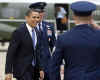 President Obama departs Marine One for Air Force One.