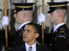 President Barack Obama attends the Holocaust Days of Remembrance in the Rotunda of the Capitol.