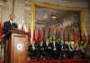 President Barack Obama attends and speaks at the Holocaust Days of Remembrance in the Rotunda of the Capitol.