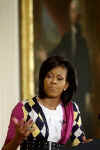 First Lady Michelle Obama speaks to the children of White House staffers at the Take Your Kids To Work Day in the East Room of the White House on April 23, 2009.