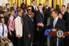 President Barack Obama meets with the NCAA National Football Champion Florida Gators in the East Room of the White House.