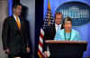 Dr. Richard Besser, the Acting Director for the Centers for Disease Control and Prevention (CDC), Secretary of Homeland Security Janet Napolitano, and Press Secretary Robert Gibbs at a rare Sunday press conference.