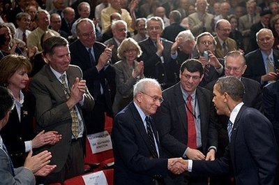 President Barack Obama after speaking at a science meeting at the National Academy of Sciences in Washington, DC.