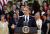 President Barack Obama speaks at a Teacher of the Year ceremony in the Rose Garden of the White House on April 28, 2009.