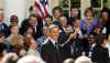 President Barack Obama speaks at a Teacher of the Year ceremony in the Rose Garden of the White House on April 28, 2009.