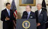 President Barack Obama and Vice President Joe Biden welcome Senator Arlen Specter to the Democratic Party.