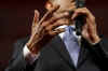 President Barack Obama speaks in a town hall meeting at Fox Senior High School in Arnold, Missouri on April 29, 2009.