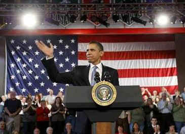 President Barack Obama speaks in a town hall meeting at Fox Senior High School in Arnold, Missouri on April 29, 2009.