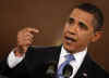 President Barack Obama speaks at a prime time press conference on the 100th day anniversary of his presidency on April 29, 2009.