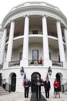 President Barack Obama hosts the Wounded Warrior Soldier's Ride on the South Lawn of the White House on April 30, 2009.