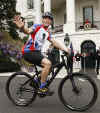 President Barack Obama hosts the Wounded Warrior Soldier's Ride on the South Lawn of the White House on April 30, 2009.