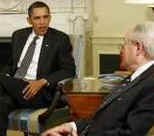 President Barack Obama meets with the Congressional Armed Services leadership in the Oval Office of the White House.