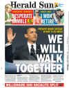 President Barack Obama dominates international newspaper front pages with headlines of Barack Obama's presidential inauguration on January 20, 2009.