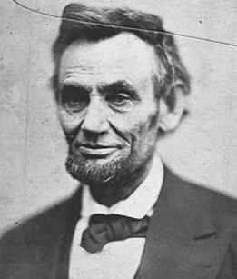 Photo portrait of US President Abraham Lincoln taken on April 10, 1865. In April 2005, 140 years after this April 1865 photo, Barack Obama opens the Lincoln Presidential Museum and Library in Lincoln, Illinois.