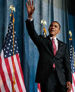 Barack Obama delivers a passionate speech on patriotism on June 30, 2008. The theme of the Independence, Missouri speech is "The America We Love."