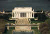 Overhead view of the Lincoln Memorial. President Barack Obama has visited the Lincoln Memorial often - recognizing the significance of Lincoln's presidency to the course of US history. The five-line inscription etched into the Lincoln Memorial wall reads: IN THIS TEMPLE - AS IN THE HEARTS OF THE PEOPLE - FORM WHOM SAVED THE UNION - THE MEMORY OF ABRAHAM LINCOLN - IS ENSHRINED FOREVER.