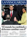 President Barack Obama dominates international newspaper front pages with headlines of Barack Obama's presidential inauguration on January 20, 2009.